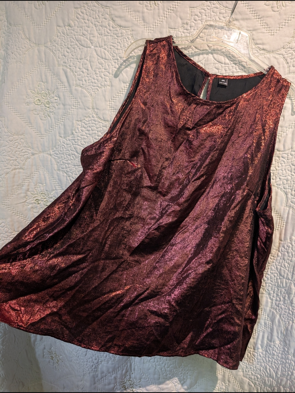 SHEIN Metallic Burgundy Shimmer Tank Top